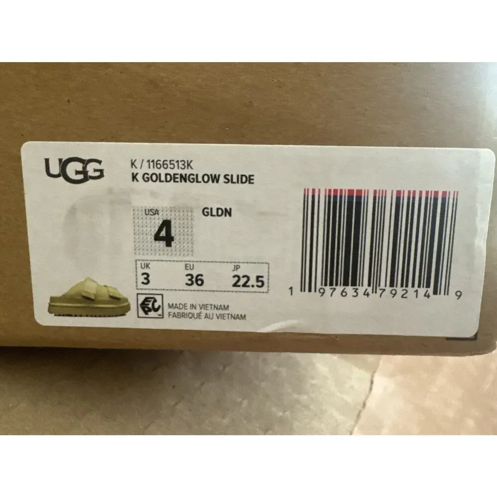 UGG Kids GoldenGlow Slide Sandals GLDN Yellow US 4 EU 36 NIB 1166513K